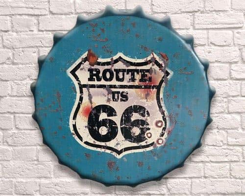 Retrofunk Treasures40cm Bottle top shape metal wall sign plaque man cave Route 66