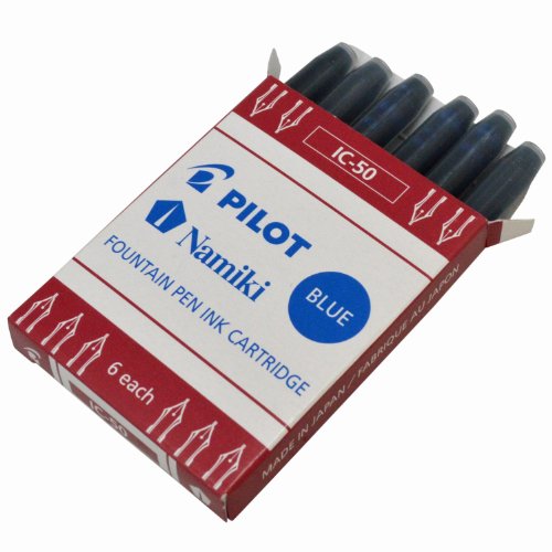 Image of Pilot Namiki IC-50 Fountain Pen Ink Cartridges, Blue (Pack of 6)