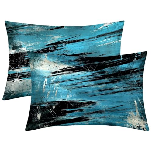 Funda Almohada 40x80, 2 Piezas Funda Almohada Saten Abstracto, Suave como la Seda para el Cabello y la Piel, Transpirable Fundas Almohadas Saten Diseño con Cremallera para Regalo, (Miedoso) -1605