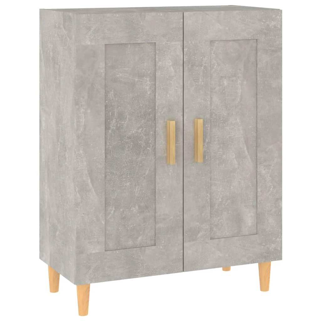 Aparador gris hormigón de 69,5 cm con patas de madera para salón