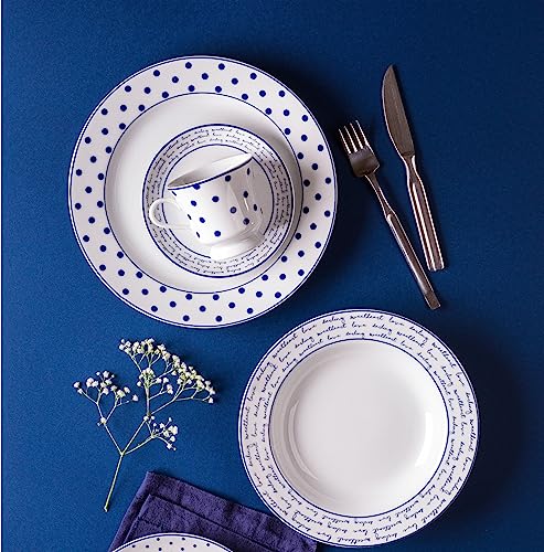 Jogo de jantar completo em porcelana, Modelo Capri, Folk, Love Letter Navy Blue, 30 peças, Germer, B