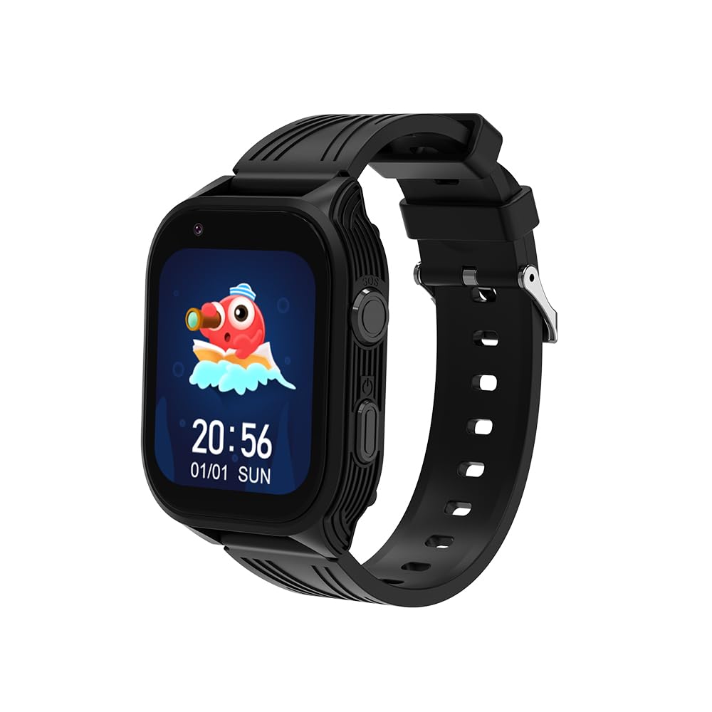 Générique Montre Connectée Enfant 4G GPS avec Appel Vidéo & Carte SIM – Localisation Temps Réel, Bouton SOS – Batterie 850mAh – Étanche IP67 – Application Olivfant – Android iOS (Noir)