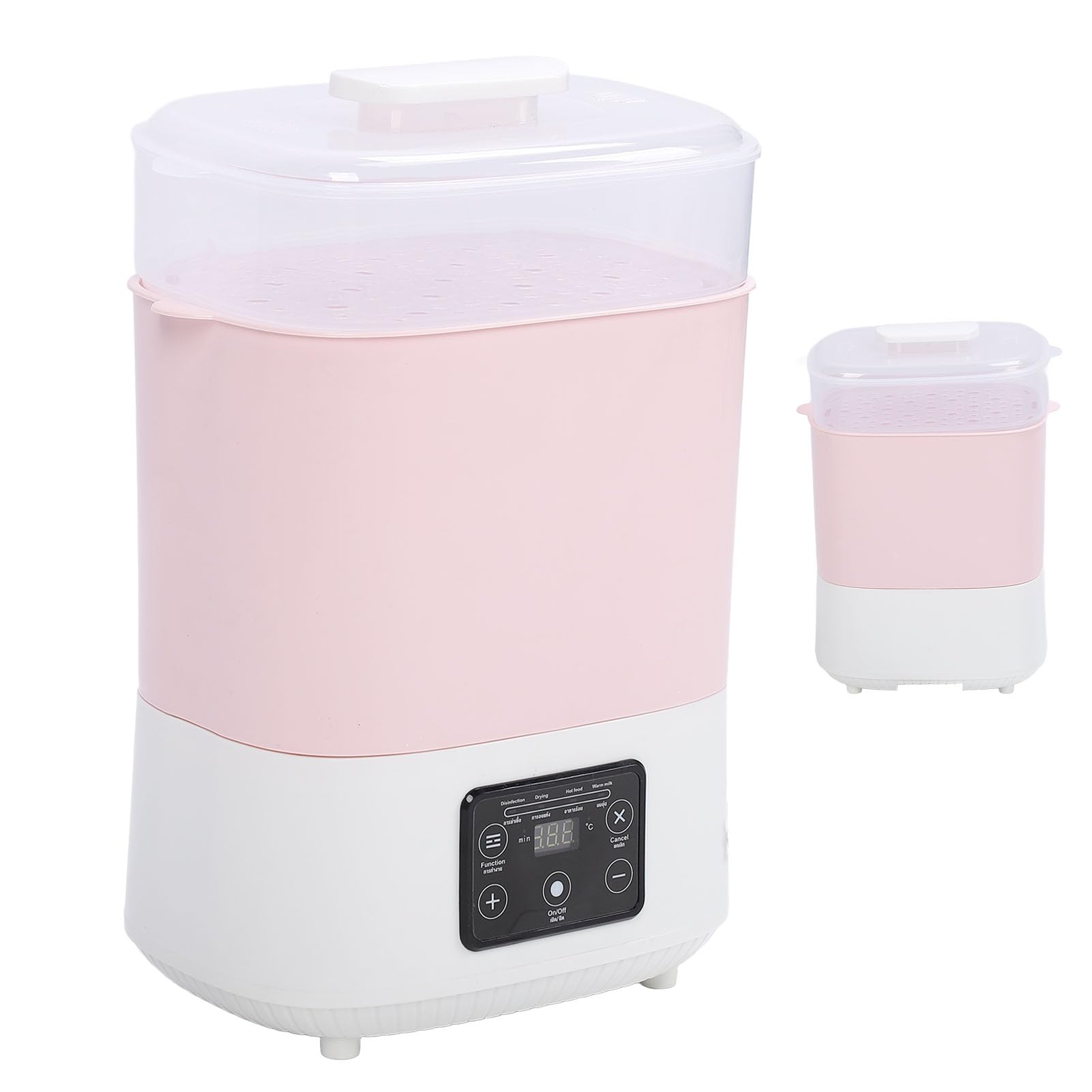 Máquina Combinada de Secado de Biberones, Esterilizador y Calentador con Tecnología de Flujo de Aire Caliente, Pantalla LED, Apagado Automático para Artículos de bebé, Rosa