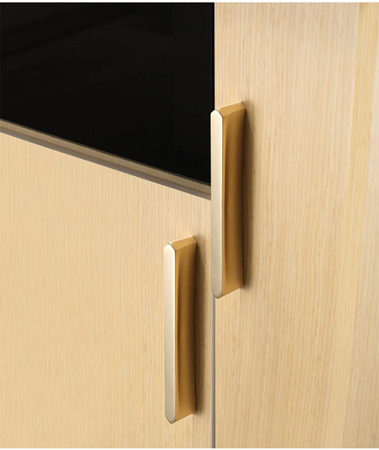 Guolich 2 Pcs Hole Centers 3.77 Inch(96mm) Kitchen Drawer Handle Door Cabinet Pulls Zinc Alloy Handle Modern Gold Brushed Brass Hardware for Wardrobe Bathroom Dresser - Image 4