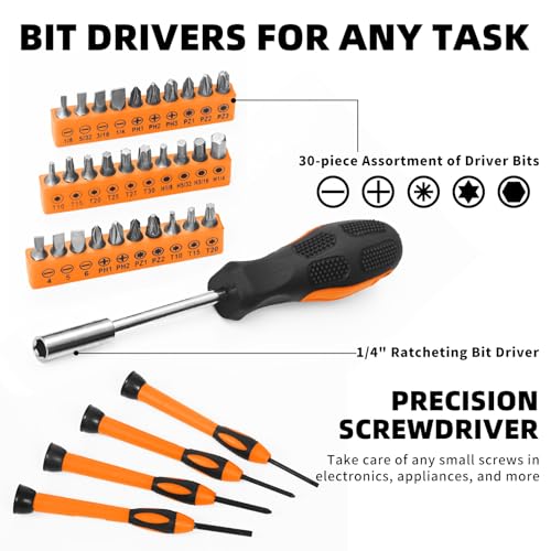 Image of 58-Piece Household Tool Set for home with Plastic Toolbox Orange (Pack of 3)