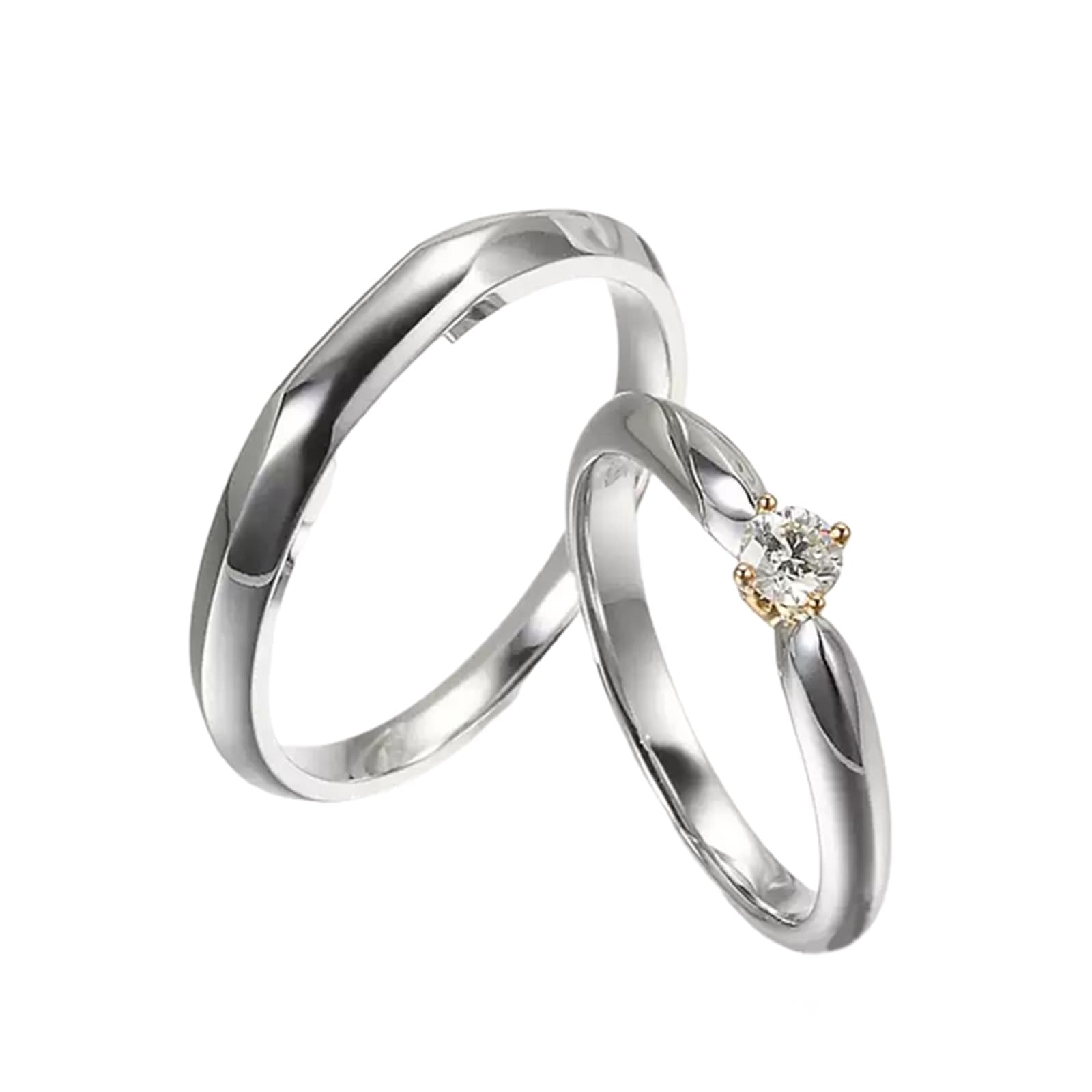 Wycian Anillos de Promesa Hombre Anillos Plateado Oro Blanco de 9 Quilates Polaco Talla 20 Sólido No Chapado Moda para Hombres Boda Joyas