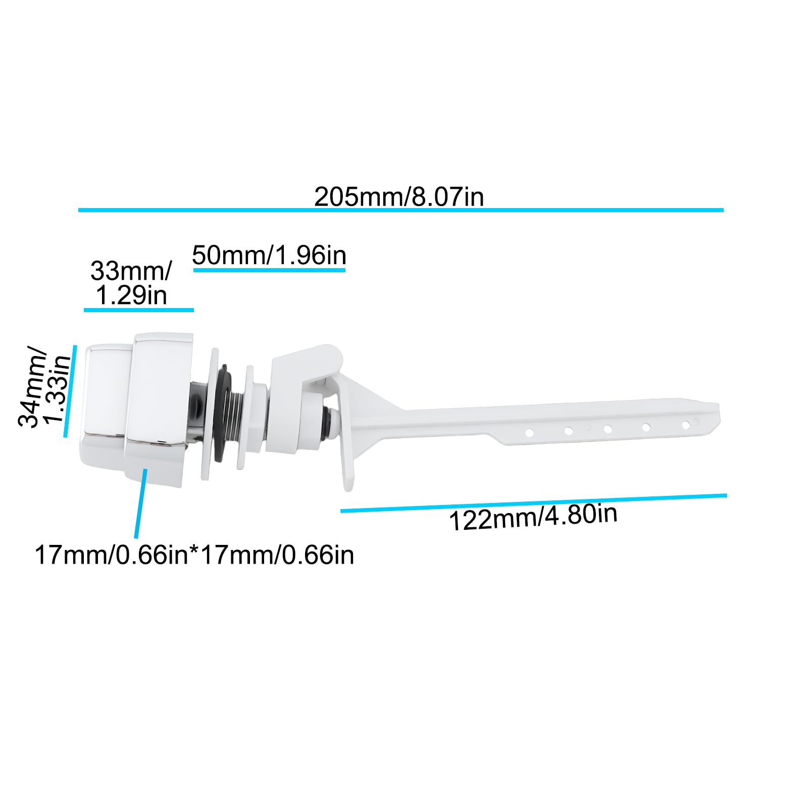 VGOL Push Button Toilet Flush Kit for Side Mounted Toilet Tank 3.3x3.4cm/20.5x12.2cm - Image 4
