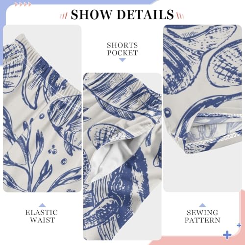 Boys' Pants Sea Blue Whale Dolphin Turtle Long Bottoms Jogger Pants Elastic Waist Trousers with Pockets S-XL4