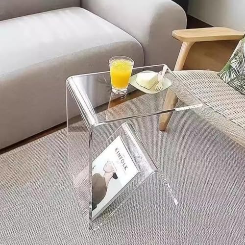 Table d'appoint en acrylique transparent avec rangement revues intégré - 2