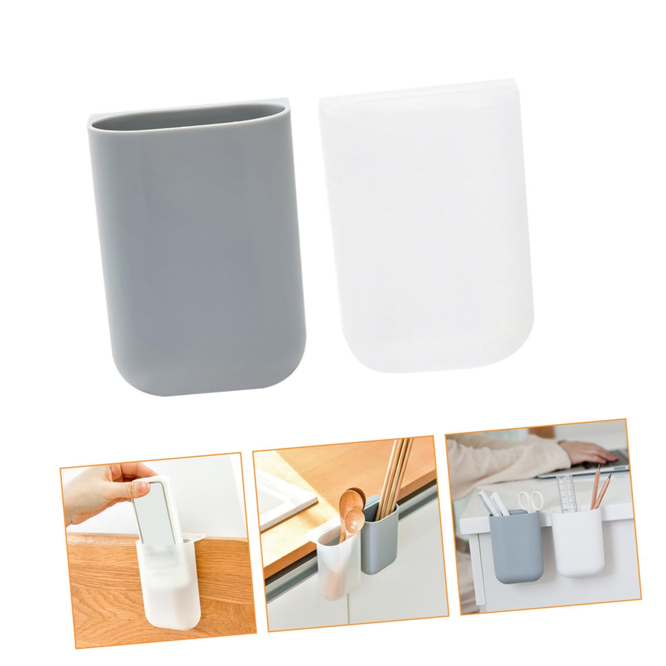 OSALADI 3 Set Portapenne Adesivi Resistente Contenitori Da Parete Per Penne Pennelli E Accessori Bianco E Trasparente Organizer Scrivania Per Studenti E Ufficio 6 Pezzi*3