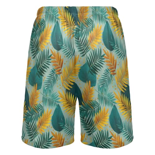 Men's Pajama Shorts Palm Leaves Print Sleep Shorts for Men Pj Bottom Lounge Pants with Pockets3