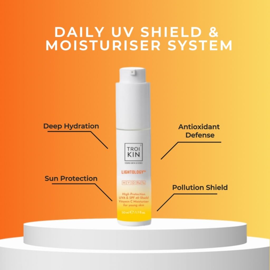 Troikin Lightology Daily UV Shield & Moisturiser System, SPF 40, 50ml, 50 ml (Pack of 1) - Image 2