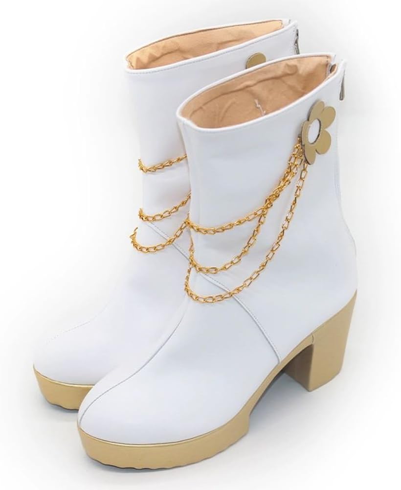 Hauioe Women Boot Shoes Pu White Shoes Boots Leather Halloween for Women