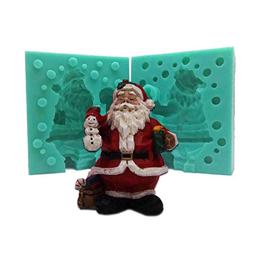 Ausuky Big Father Christmas Santa Claus Silicone Mold Fondant Cake Chocolate Decorating Mold Xmas (D)