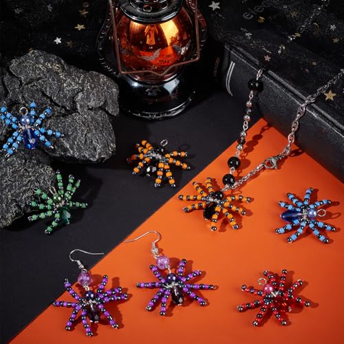 SUNNYCLUE 1 Box 20Pcs Spider Charms Colorful Halloween Glass Charm Bulk Assorted Red Green Blue Crystal Animal Spiders Gemstone Beaded Seed Beads Charm for jewellery Making Charms Supplies DIY Crafts - Image 4