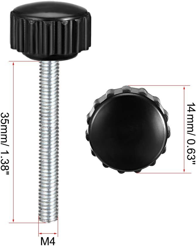 Boxonly Knurled Thumb Screw for Saw Drill Press Lathe and Routing Jigs Packaging Machinery Printing Equipment Clamping Knobs Grip Threaded Hand Bolt Knobs M4 x 35mm 8pcs - Image 2