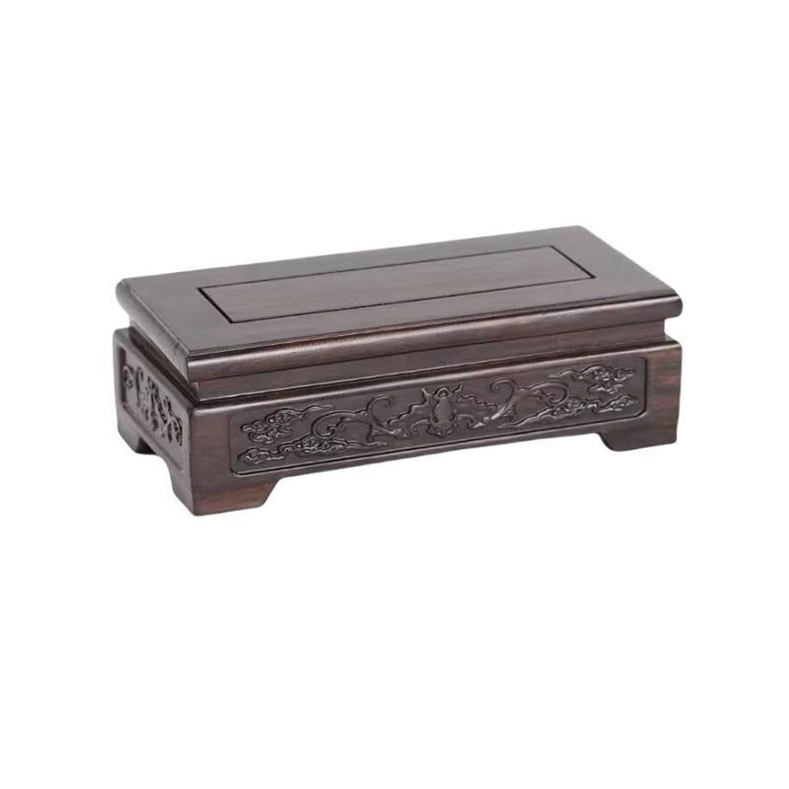 LJHFG63KUYT Pedestal Decor Miniature Ebony Carving Pedestal Figurines Vase Flower Pot Woode Sorting Table Indoor Holder(Medium)