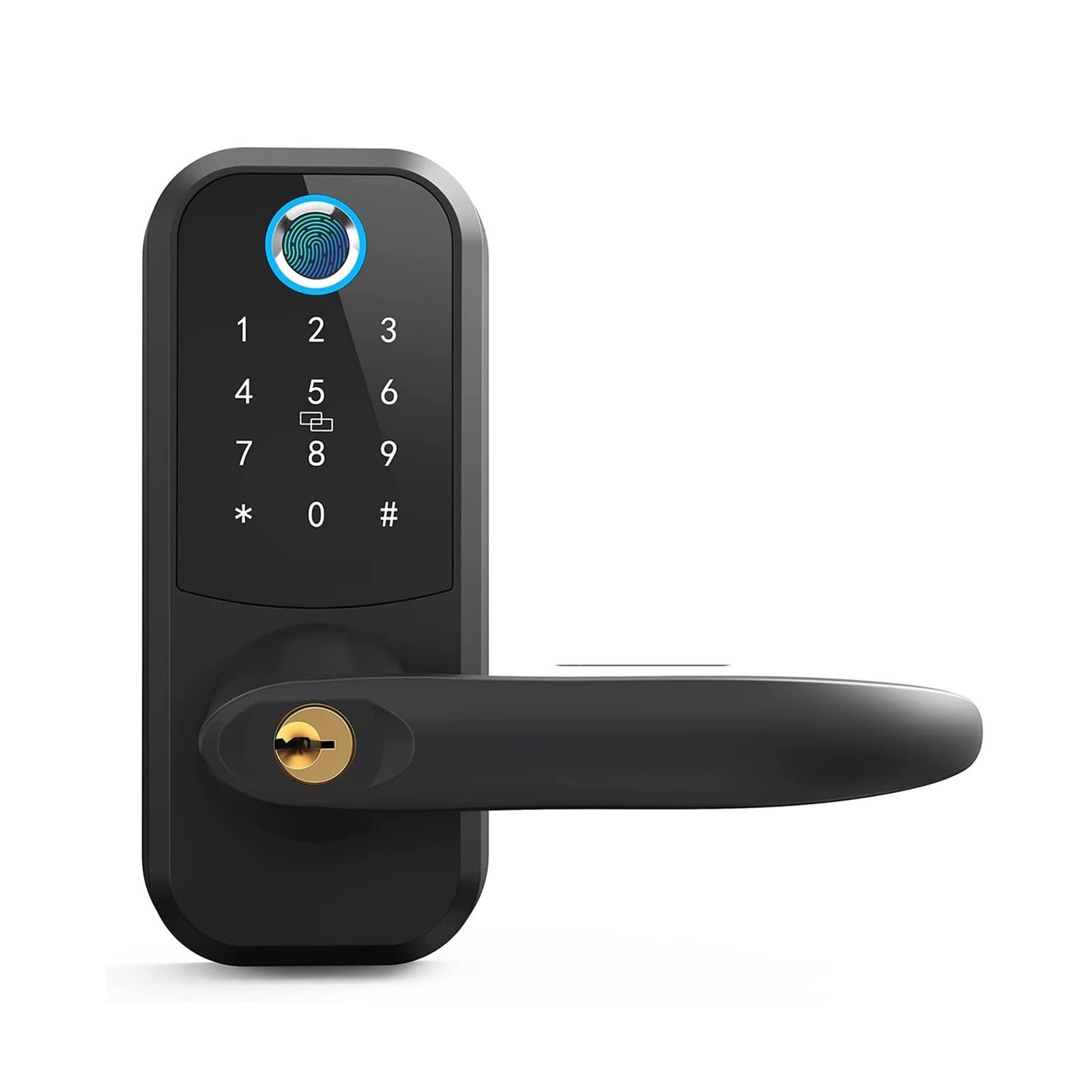 CVFRDD Smart Door Knob, Electronic Fingerprint Smart Door Lock Password Unlock Keypad Locks For Home Security Protection Handle Keyless Entry Door Handle(Nero)