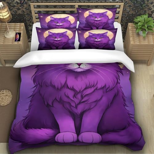 Housse de couette fleurs violettes microfibre ultra douce avec zip