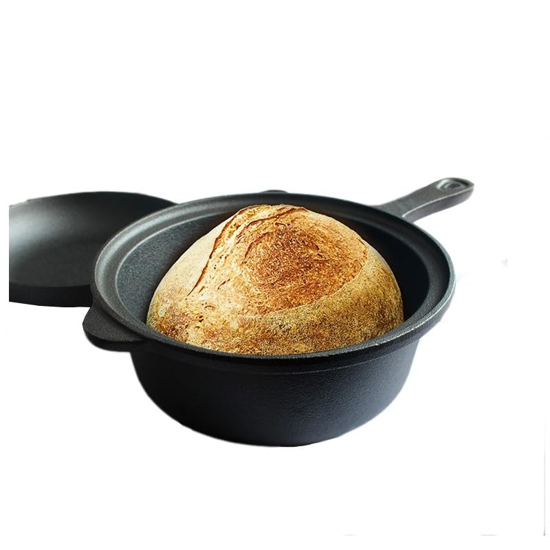 Tegame Terracotta Padella in ghisa non rivestita, casseruola multifunzione, 22 cm