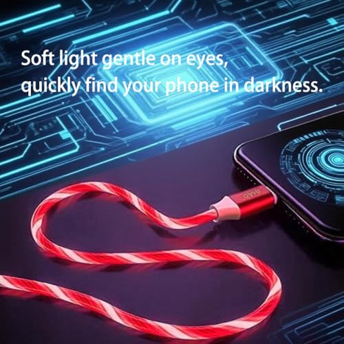 Image of USB Type C to Type C PD Fast Charging Cable Phone Charger High Data Speed Visible Light Up Purple Current Flowing for All USB C Device-39Inches Red