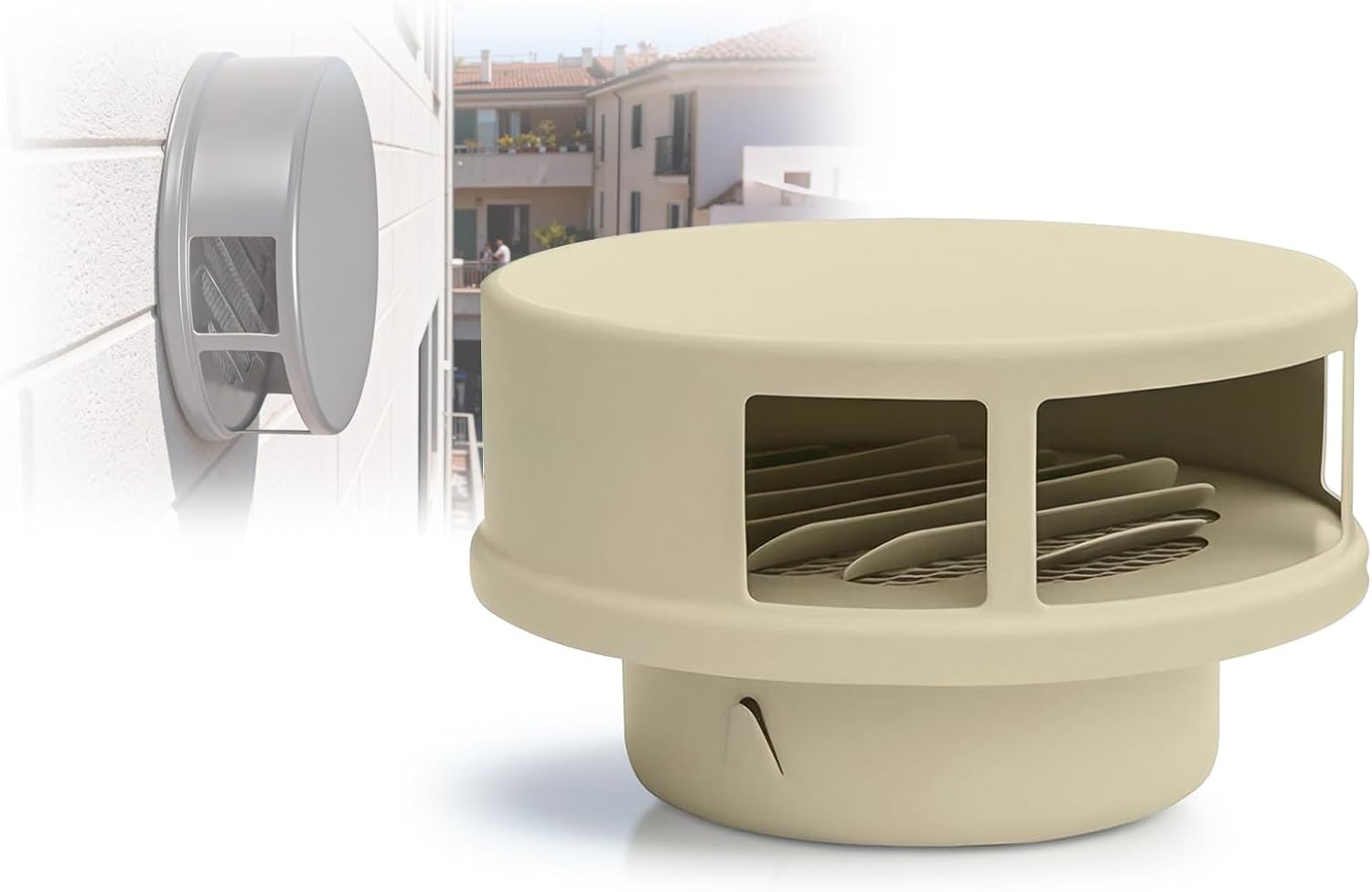 3 Inch ~ 8 Inch Wall Or Ceiling HVAC Air Soffit Vents, 304 Stainless Steel Round Louvered Grille Cover Vent Hood, Soffit Air Vent for House with Built-in Screen Mesh(Yellow,120mm)