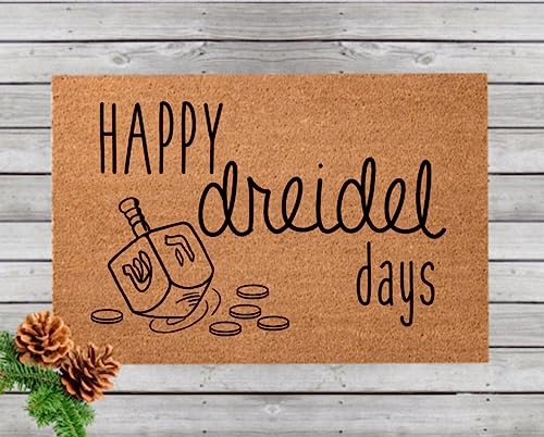 Happy Hanukkah Dreidel Gelt Doormat, Chanukah Door Mat, Outdoor Mat, Welcome Mat, Front Door Decor, Present Decor Indoor Outdoor Door Mats, Funny Doormat 18X30 Inch #TOP5