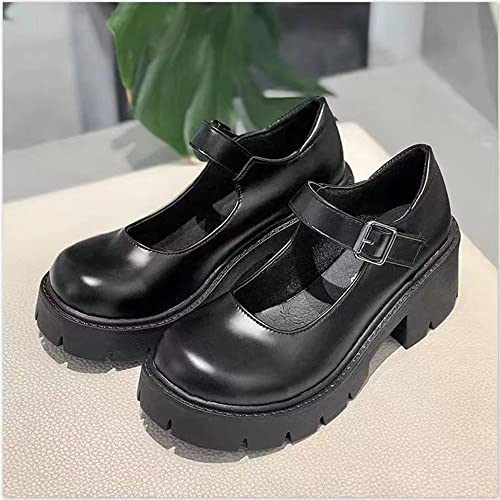 Womens Mary Jane Shoes Gothic Shoes Oxford Dress Shoes Round Toe Ankle Strap Platform Chunky Heel Pumps Shoes 5.5 #TOP1