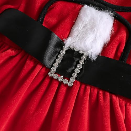 Toddler Girl Christmas Dress Santa Claus Christmas Outfit Red Long Sleeve Plush Xmas Party Dresses for Little Girls4