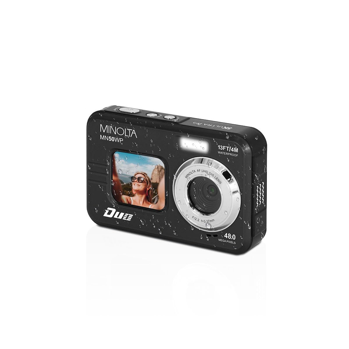 Minolta 48MP Underwater Digital Camera – 5K Ultra HD Video, Autofocus, 16x Digital Zoom, Dual LCD Screens, Selfie Front Screen, Waterproof to 13ft,