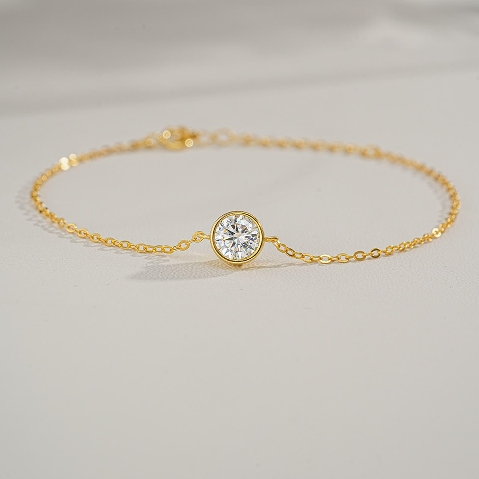 Pulseras de mujer de oro Au 375/585/750, clásico brazalete pequeño para mujer con laboratorio creado con diamante de joyería auténtica, brazalete de oro amarillo de 9 K/14 K/18 K