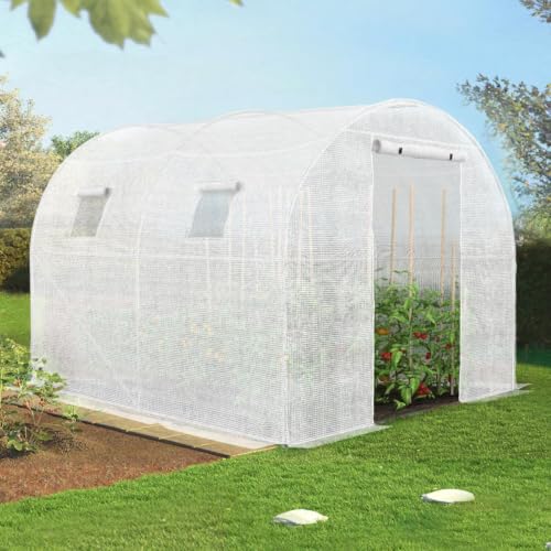IDMarket - Serre de Jardin Tunnel 6m² Blanche Roma – vue 2