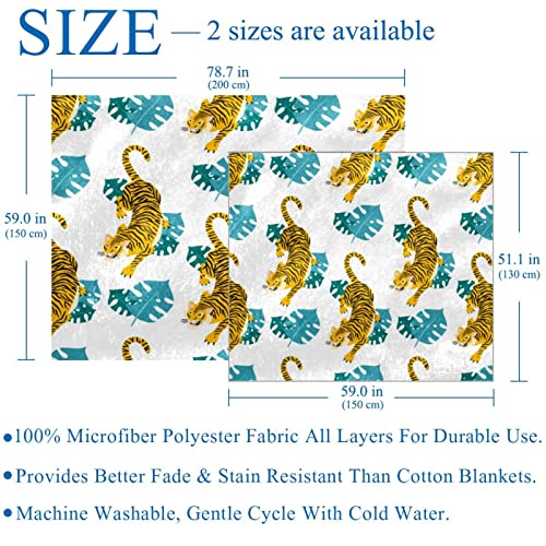 Couverture douce et confortable motif tigre pour lit et canapé