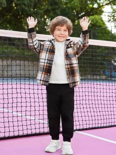Image of OLMRJKD Toddler Baby Boy Clothes Plaid Long Sleeve Hoodie Sweatshirt + Pants 2pcs Boys Outfit Set
