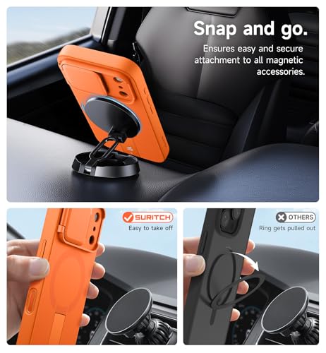 Image of SURITCH for iPhone 17 Pro Max Case with Camera Control Cover, Camera Cover and Adjustable Kickstand, Compatible with MagSafe, Shockproof Bumper Protective Cases 6.9 Inch, Orange