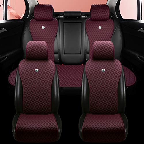 Image of Red Rain Wine Red Universal Seat Covers for Cars Leather Car Seat Protector