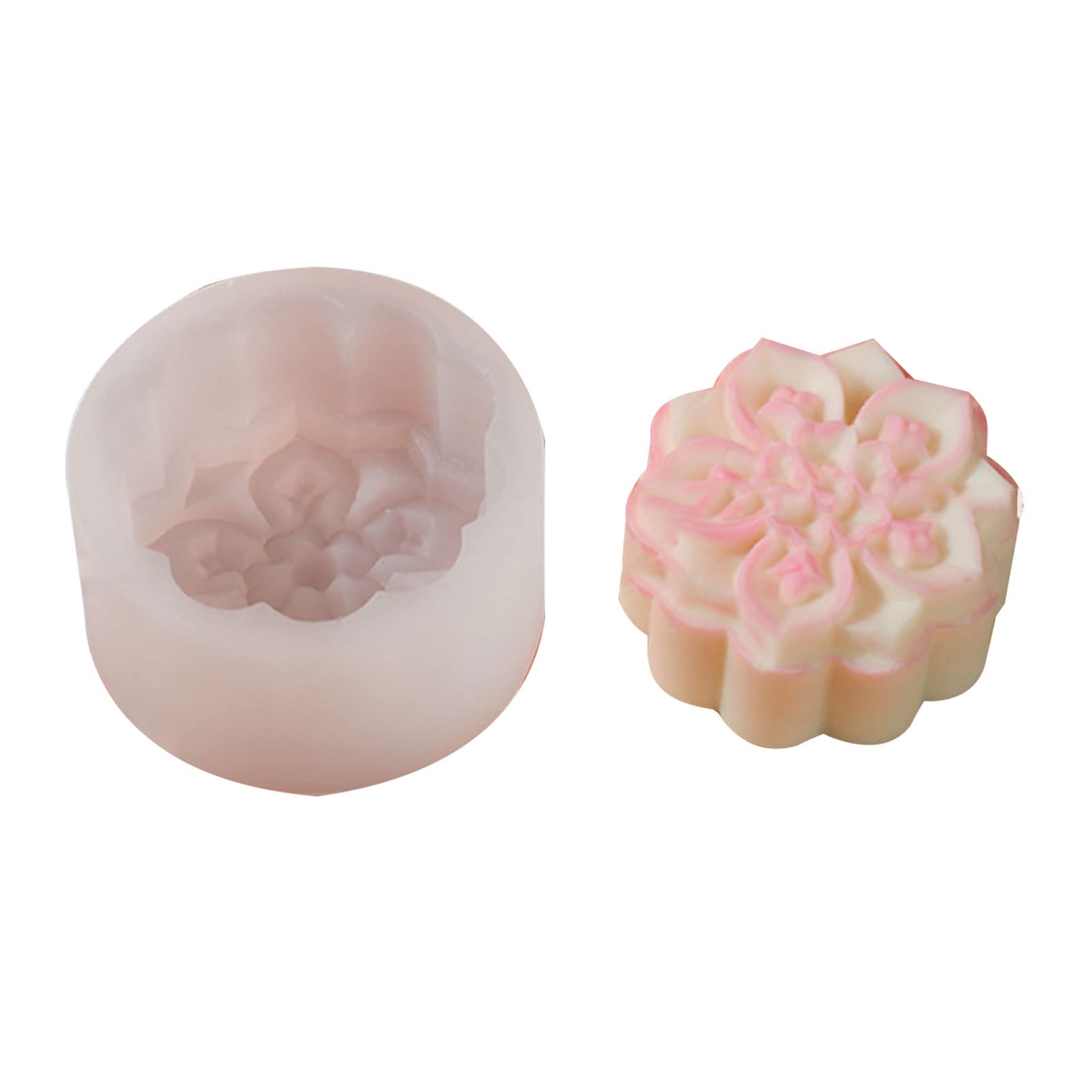 Buxuaaaa Non-stick Round Flower Shaped Jelly Mold Soap Molds Silicone Cake Mold for Baking