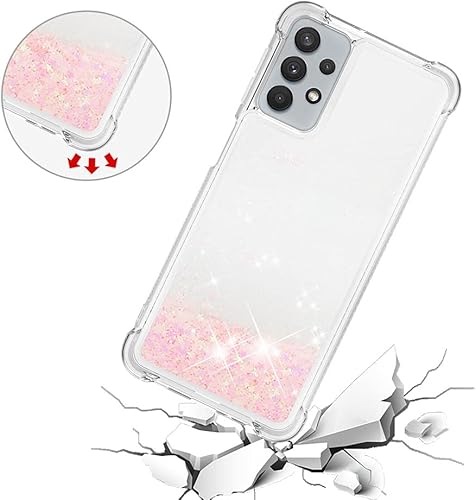 Miniatura 5 de BICHONG Funda compatible con Samsung Galaxy A32 5G con purpurina, de lujo, lindo amor, líquido, arena movediza, transparente, suave, TPU para niñas