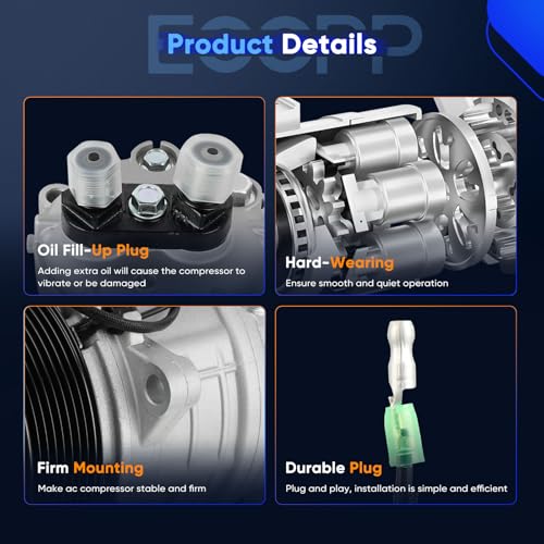 Image of ECCPP AC Compressor CO-46122C Replaces Thermo King TM15 | 102-580, 102-1018, 102-1004 Air Conditioning Compressor Rapid Cooling