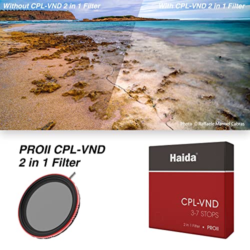 Haida 2 In 1 Cpl + Vnd Filter For Camera Pro Ii Multi-Coating Circular Polarizer + Variable Neutral Density Slr Camera Lens Filter Waterproof Scratch Resistant Nano-Coating Filter 67Mm #TOP3