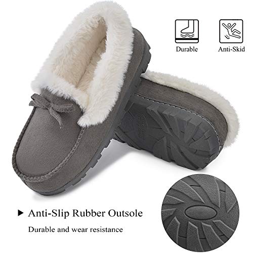 DL Women's Memory Foam Moccasin Slippers Micro Suede with Breathable Faux Fur Lining Slip On House Shoes Micro Indoor & Outdoor4
