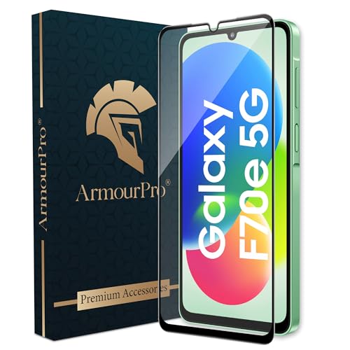 Image of ArmourPro Tempered Glass for Samsung Galaxy F70e and Samsunng M17e - 9H Screen Protector with Black Border, Anti Scratch, Edge-to-Edge Coverage, HD Clarity, Smooth Touch, Case Friendly | Black