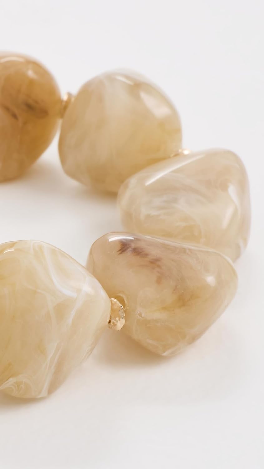 ADINA EDEN Women's Neutral Stone Beaded Stretch Bracelet