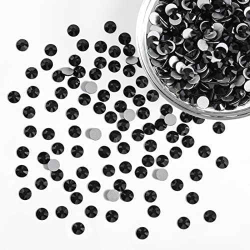 Image of Beadsland Flat Back Crystal Rhinestones Bulk, Jet Black, SS20, 14400pcs | Flatback Glass Gems for Nails Crafts Clothes DIY Decoration, Glue Fix, 4.6-4.8mm