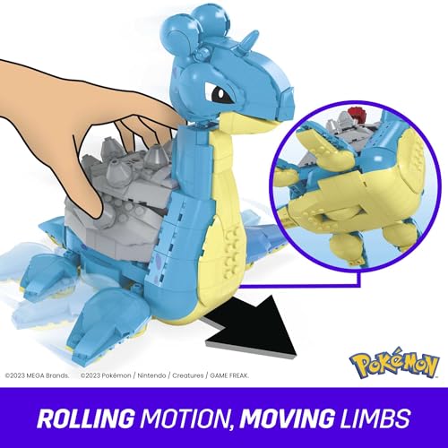 MEGA Pokémon Action Figure Building Toys Set for Kids, Lapras with 527 Pieces and Motion, Buildable and Poseable, 7 Inches Tall, HKT26 - 6