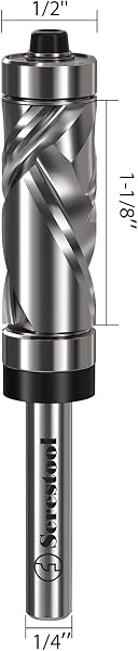 Precision carbide cutting head of the Serestool Up&Down Compression Cut flush trim router bit.