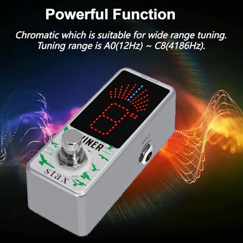 Stax Tuner Pedal Chromatic Guitar Tuner Pedal High Precision Tuning Effect Guitar Pedals for Electric Guitar & Bass Accurate ± 1 Cent Mini Size True Bypass.