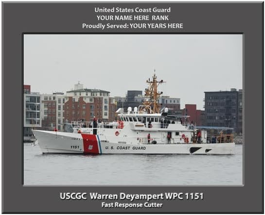 USCGC Warren Deyampert WPC 1151 Personalized Canvas Print, Coast Guard Photo, 11x14 Inch, Personalized Name and Rank, Made in USA