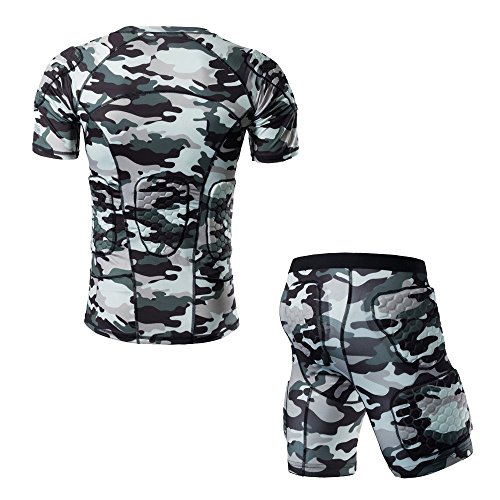 image for DGXINJUN Padded Compression Shirt and Short Sleeve Protective Shoulder