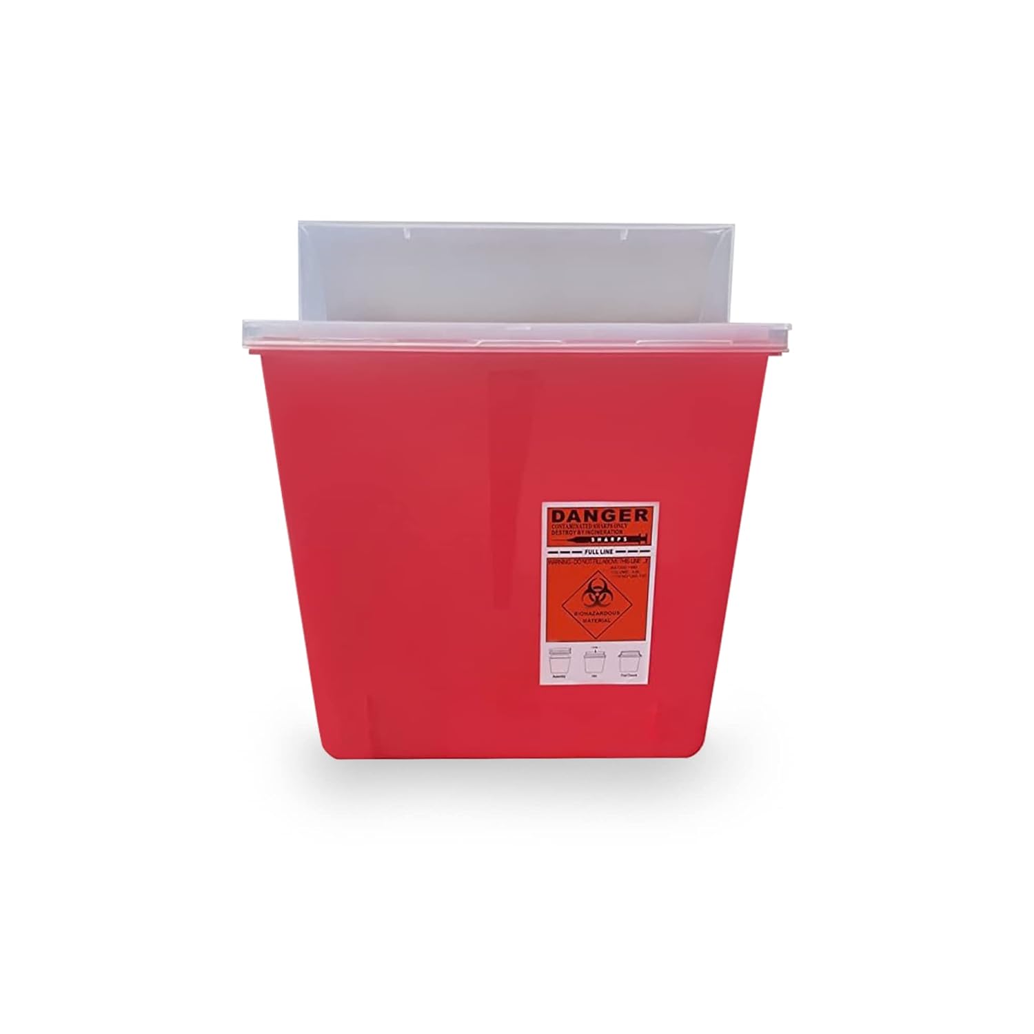 EZGOODZ Disposal Container Pack of 20, Translucent Red Sharps Bio Hazardous Container 10.5 x 4.75 x 10.75 Medical Disposal Container with Locking Lid. 1.25 Gallon Nestable Sharps Container for Scalpels, Blades.